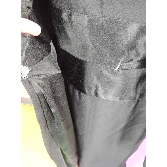 Vintage Cachet Bari Protas Black Dress Beaded Waist Womens Sz M Long Sleeve Gown - Picture 13 of 16